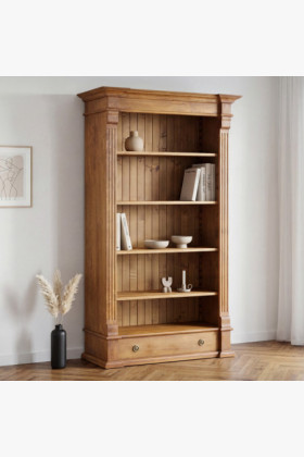 Massives Kiefernholz Bücherregal braun lackiert mit Patina